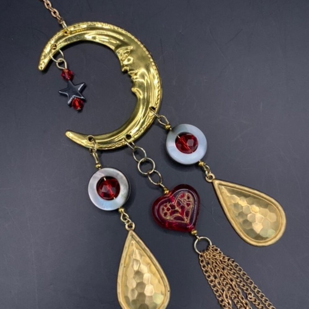 Moon Star Heart Celestial Gold Red Grey Car Charm Suncatcher CC133